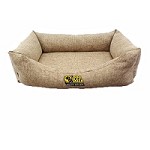 Large 40" Heavy Duty Dog Bed Lounger Beige Fabric With Inner Cushion